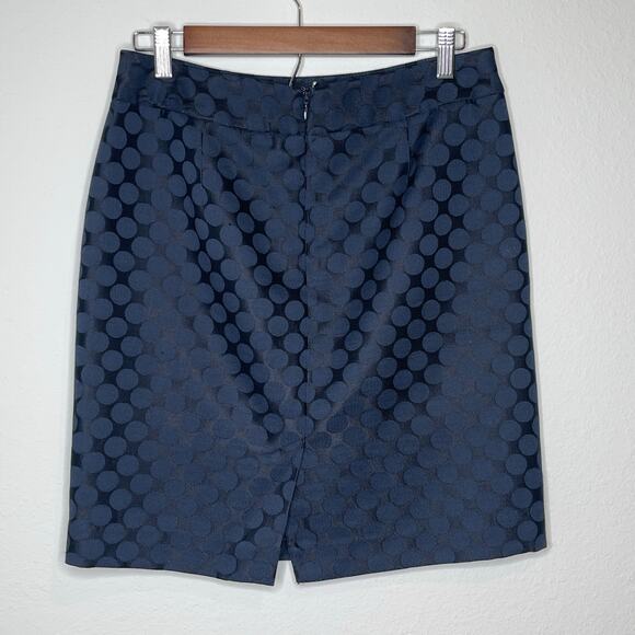 Banana Republic Navy Blue Polka Dot Pencil Skirt Size 4 Lined Career Workwear - Picture 2 of 11